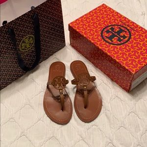 Tory Burch Mini Miller Flat Sandals Brown